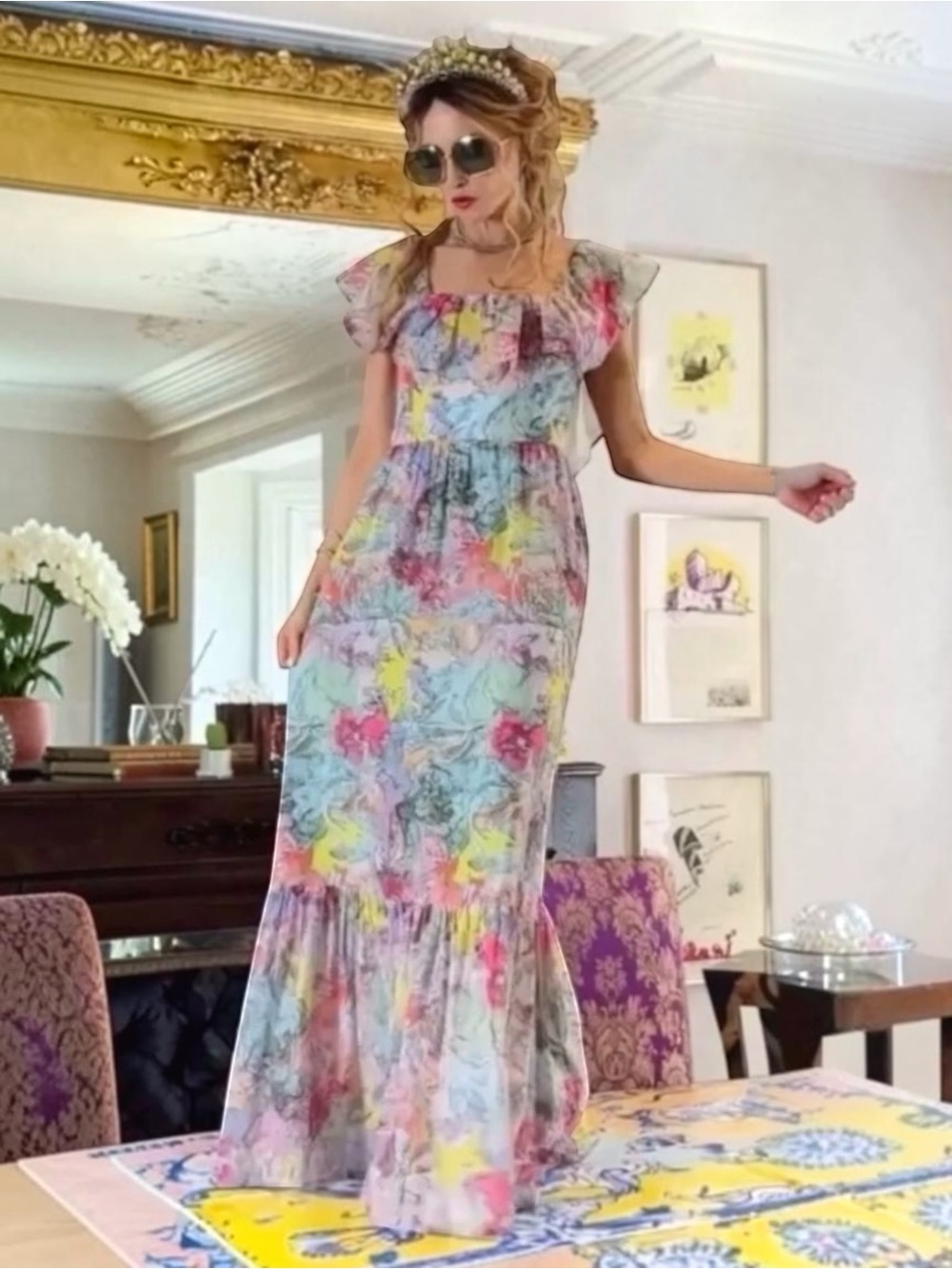 NWT Alice + Olivia Silk Lola Schnabel Lola Dream Dress Size 4 - Picture 1 of 12